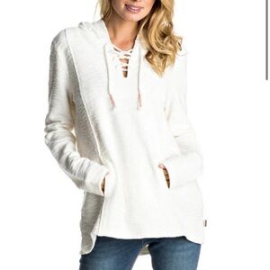 Roxy Cream Colored Pearling Hooded Beach Cover-Up